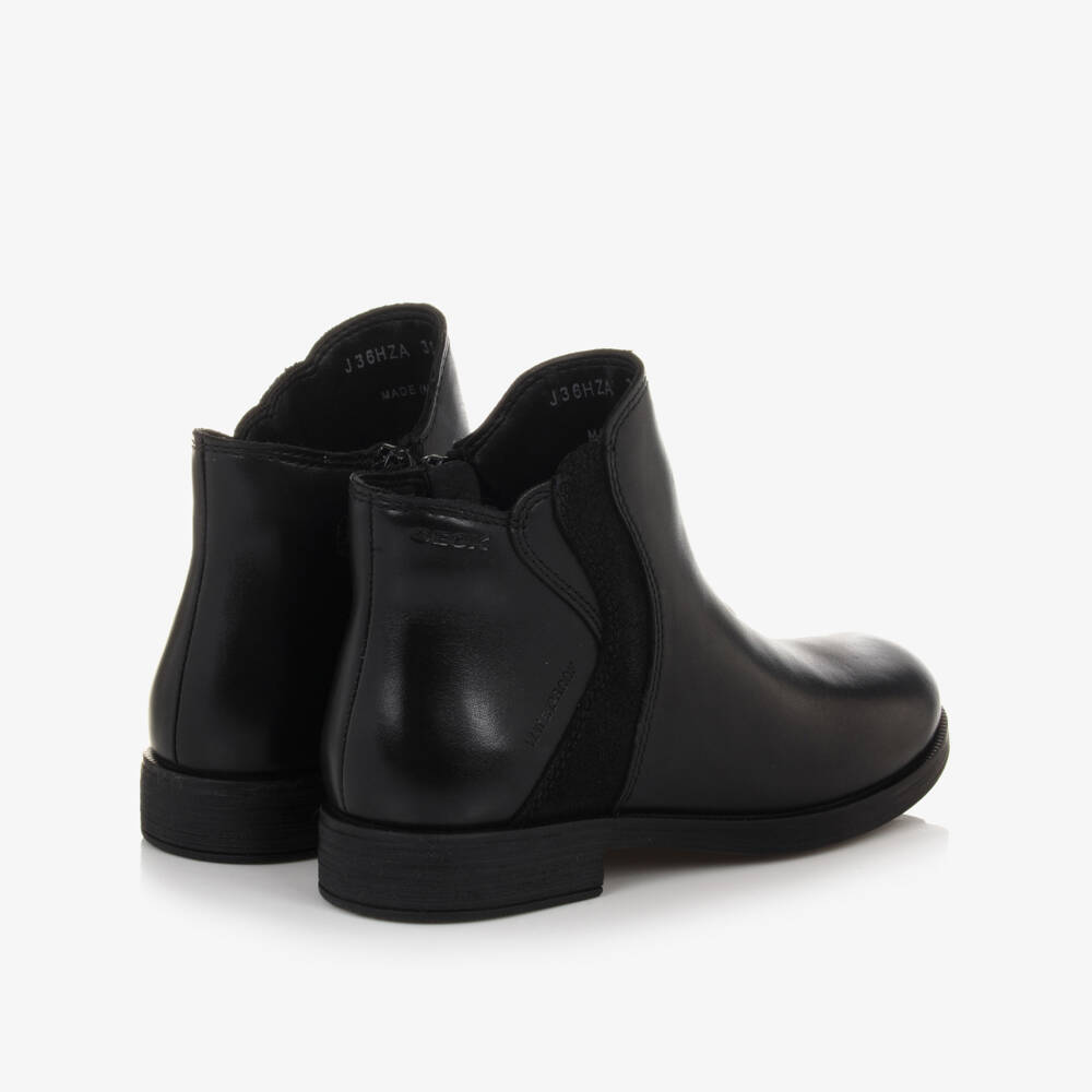 Geox-Girls Black Waterproof Leather Boots | Childrensalon