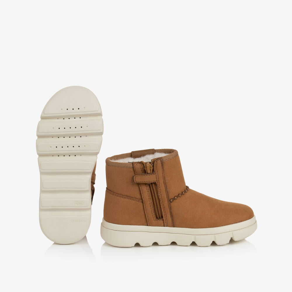 Geox-Girls Brown Faux Suede Respira Boots | Childrensalon