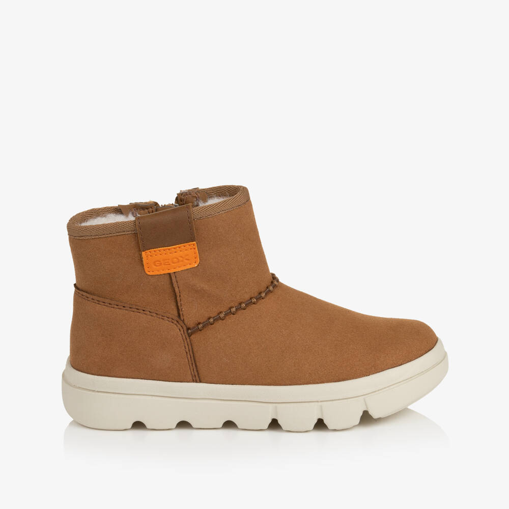 Geox-Girls Brown Faux Suede Respira Boots | Childrensalon