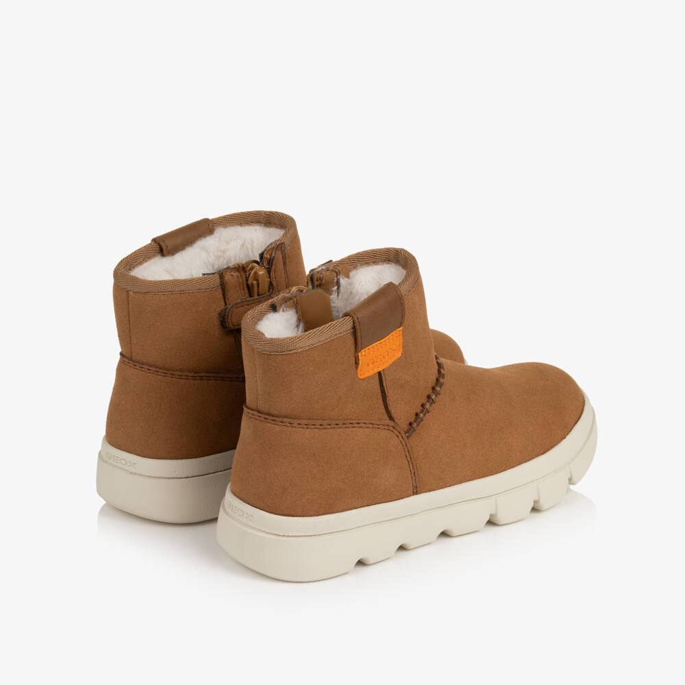 Geox-Girls Brown Faux Suede Respira Boots | Childrensalon