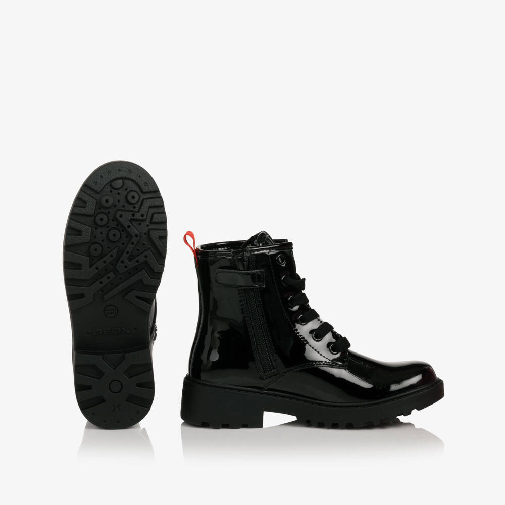 Geox-Girls Glossy Black Hello Kitty Boots with Respira Soles | Childrensalon