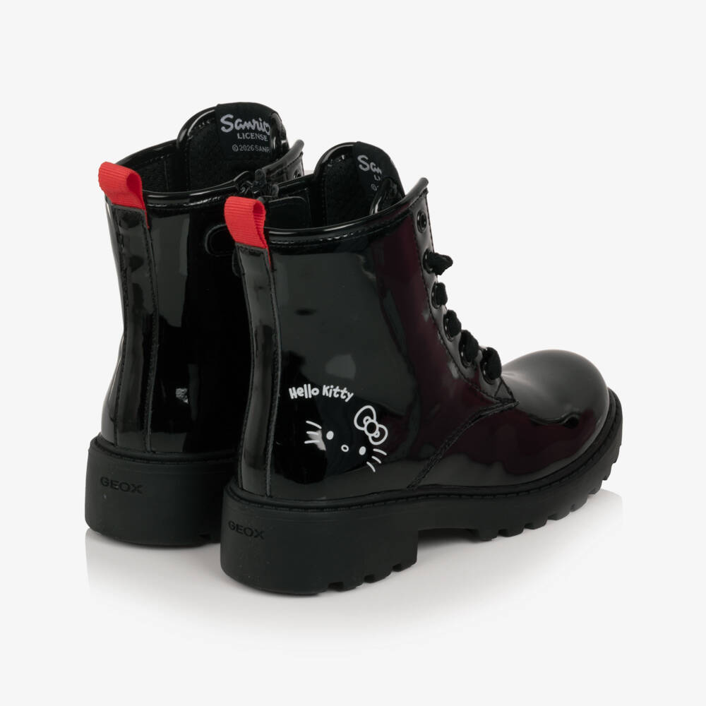 Geox-Girls Glossy Black Hello Kitty Boots with Respira Soles | Childrensalon