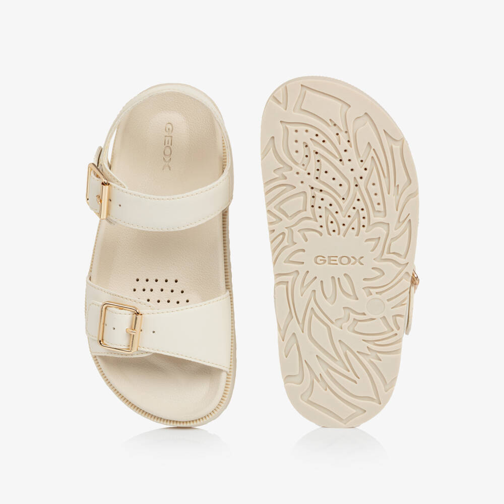 Geox-صندل بأبازيم ذهبية لون عاجي للبنات | Childrensalon