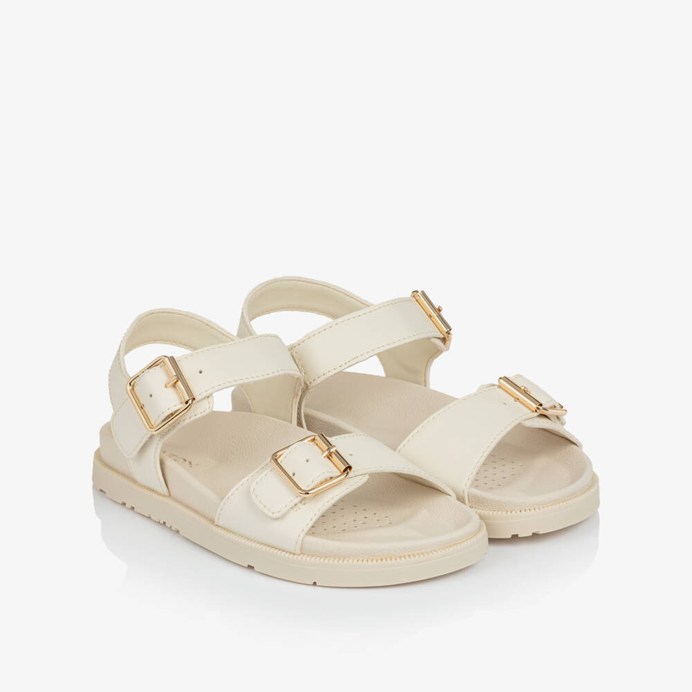 Geox-صندل بأبازيم ذهبية لون عاجي للبنات  | Childrensalon