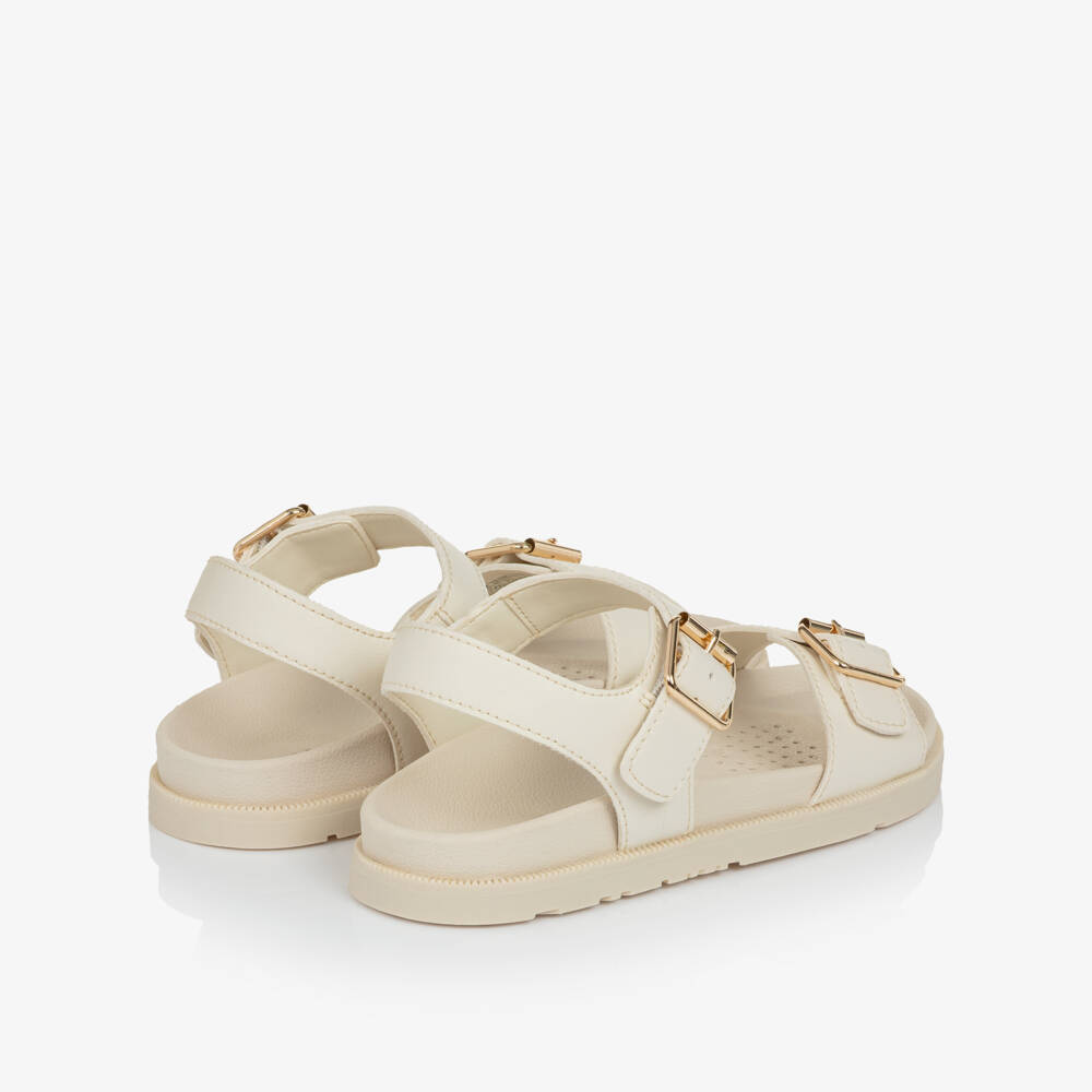 Geox-صندل بأبازيم ذهبية لون عاجي للبنات | Childrensalon