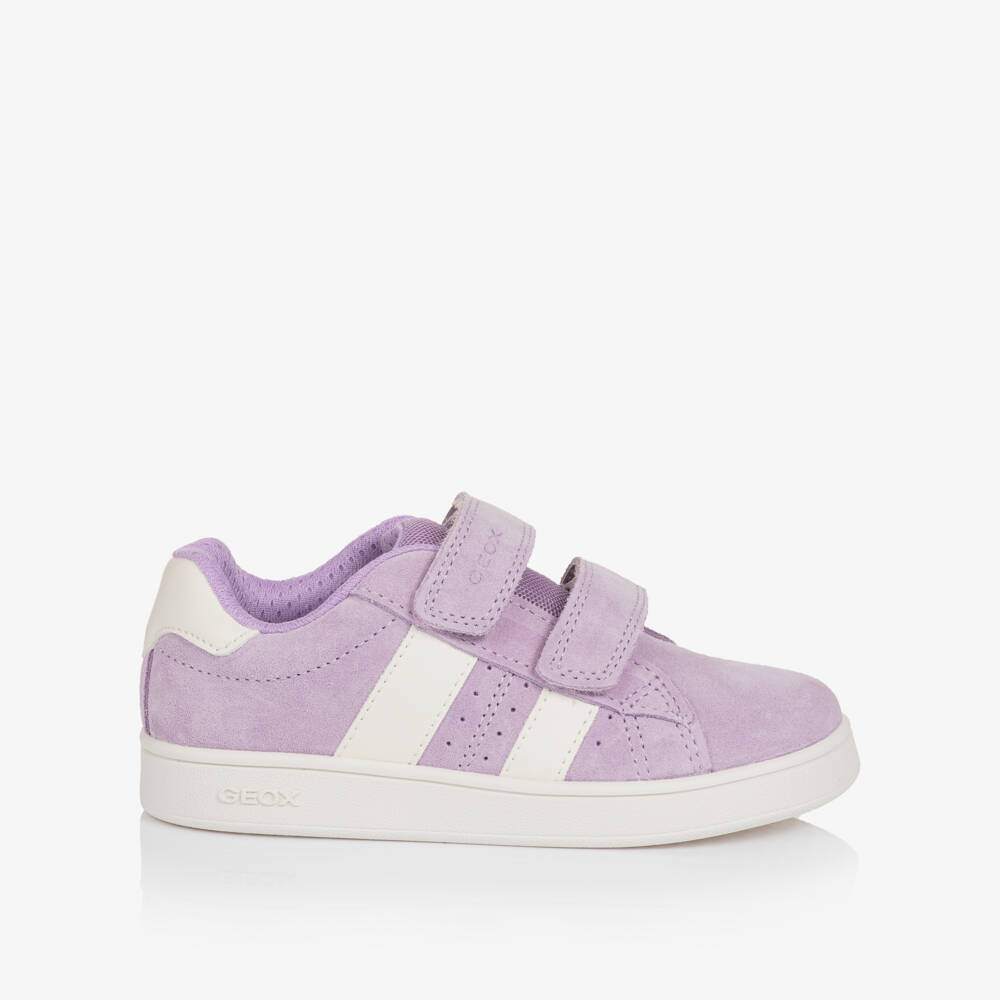 Geox-Girls Lavender Purple Suede Leather Trainers | Childrensalon