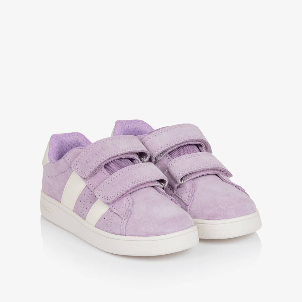 Geox-Girls Lavender Purple Suede Leather Trainers | Childrensalon