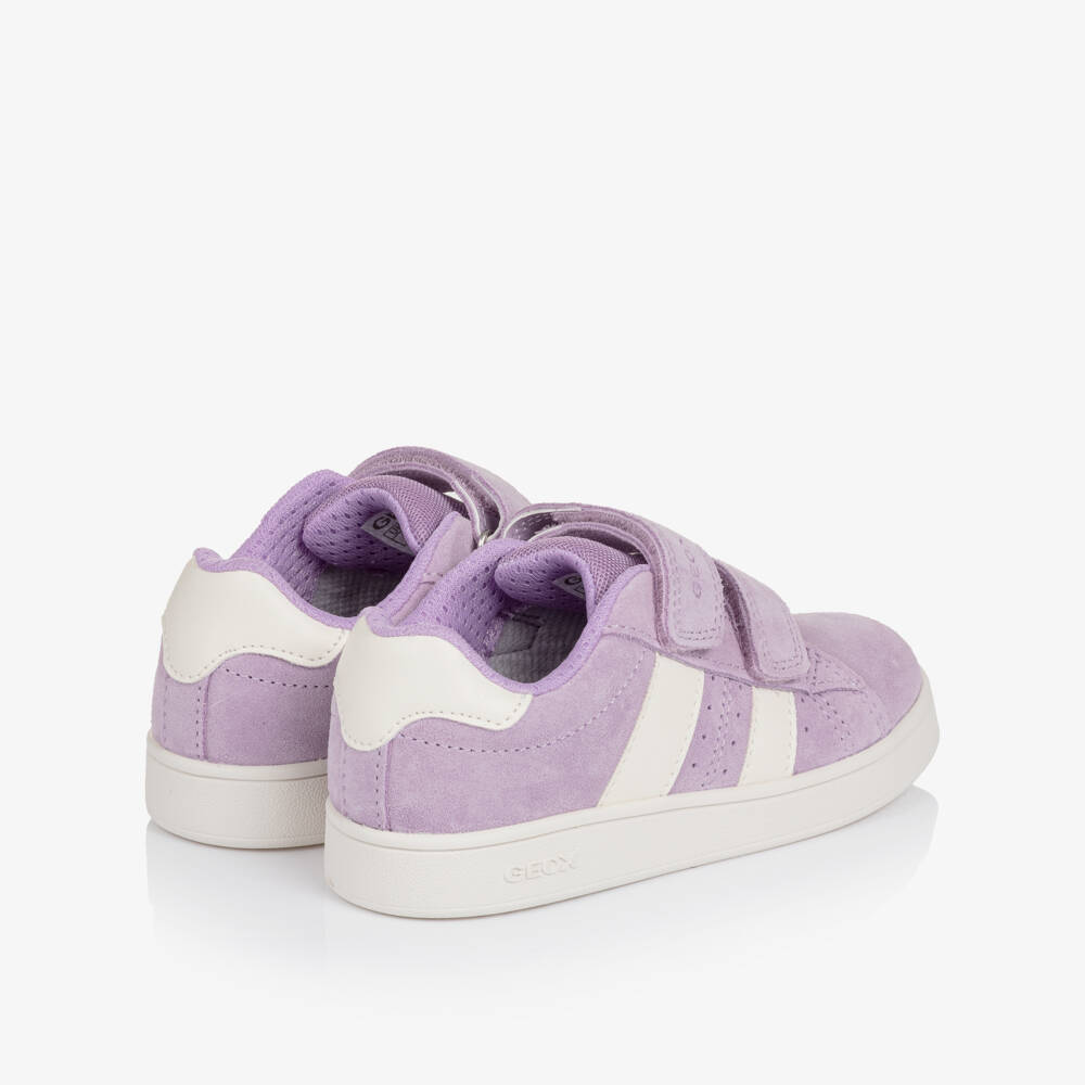 Geox-Girls Lavender Purple Suede Leather Trainers | Childrensalon