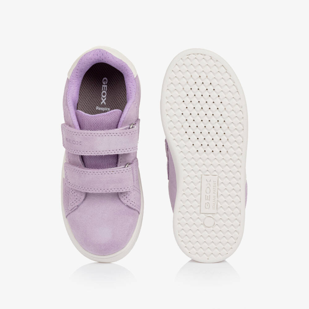 Geox-Girls Lavender Purple Suede Leather Trainers | Childrensalon