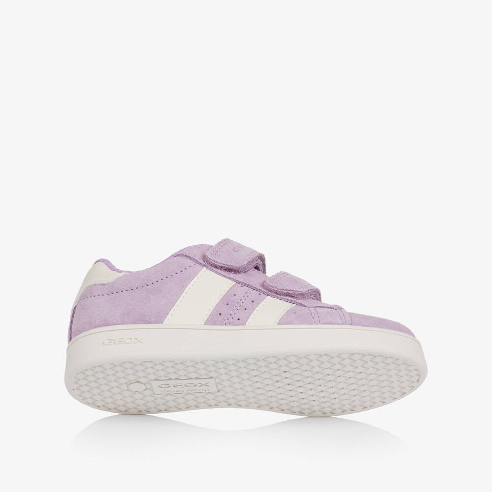 Geox-Girls Lavender Purple Suede Leather Trainers | Childrensalon