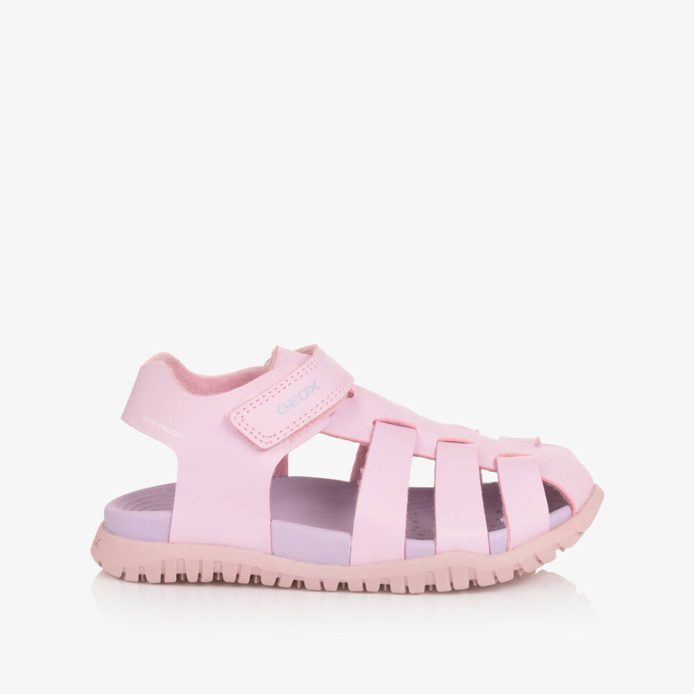 Geox-Girls Lilac Pink Faux Leather Sandals | Childrensalon
