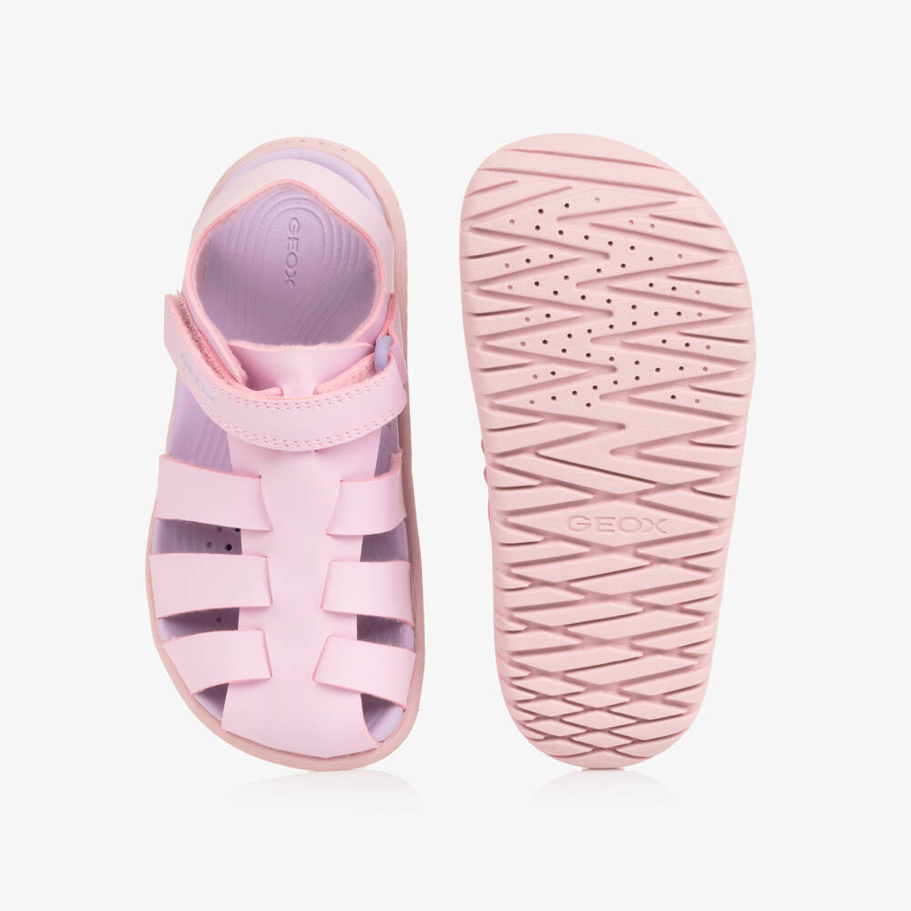 Geox-Girls Lilac Pink Faux Leather Sandals | Childrensalon