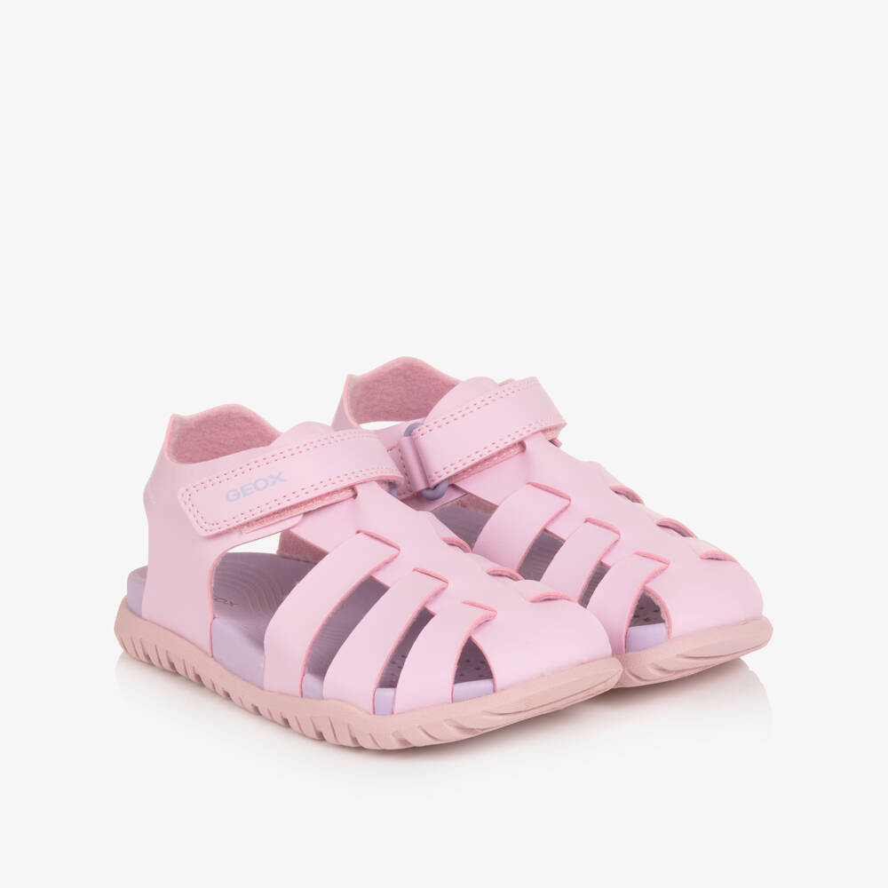 Geox-Girls Lilac Pink Faux Leather Sandals | Childrensalon