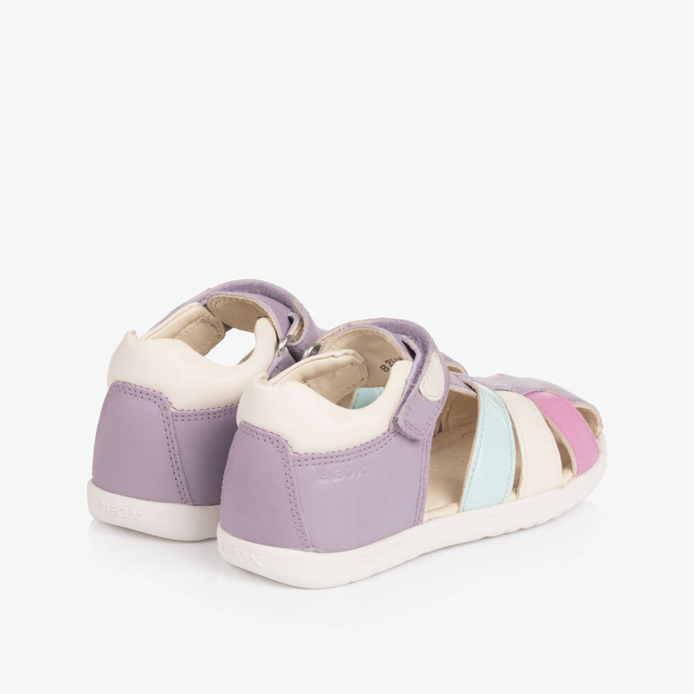 Geox-Girls Lilac Purple Closed Heel Leather Sandals | Childrensalon