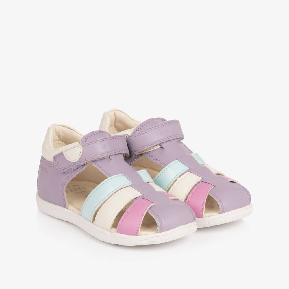 Geox-Girls Lilac Purple Closed Heel Leather Sandals | Childrensalon