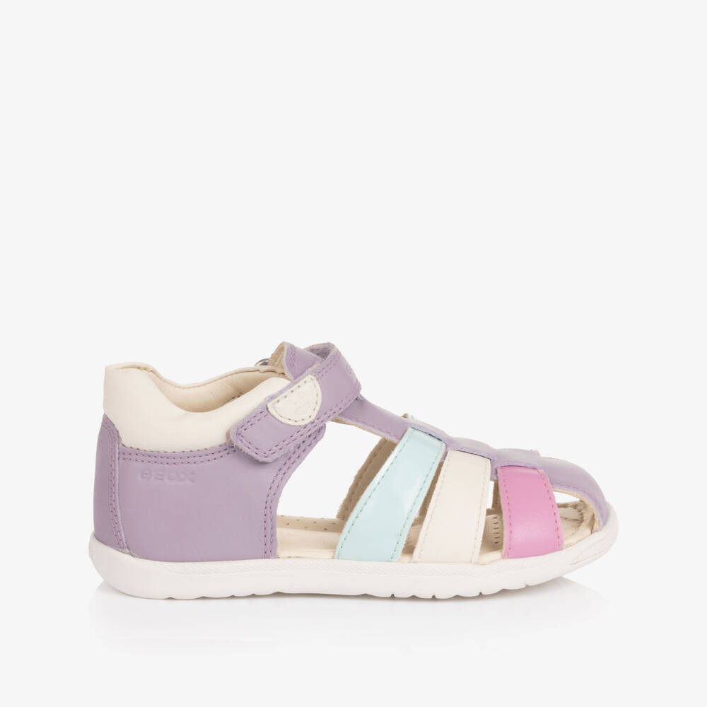 Geox-Girls Lilac Purple Closed Heel Leather Sandals | Childrensalon