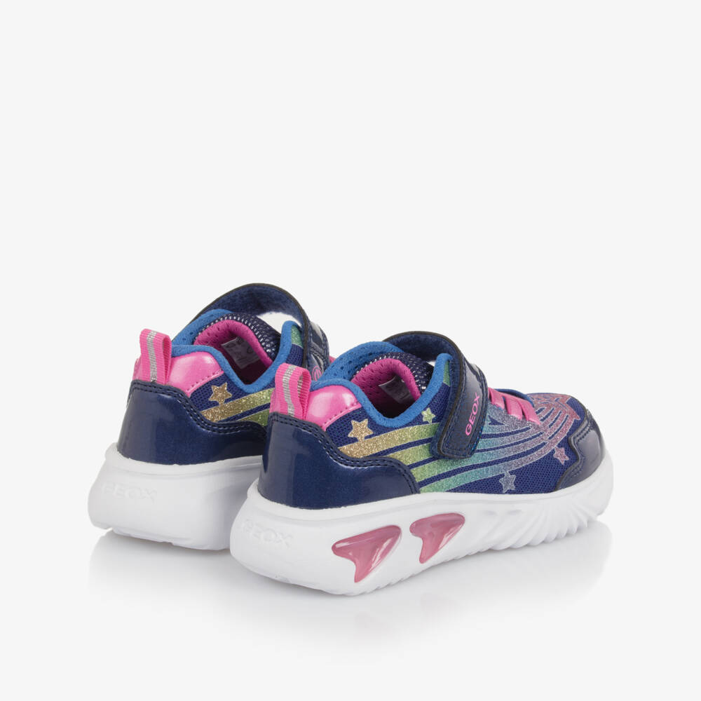 Geox-Girls Navy Blue Glittery Star Light-Up Trainers  | Childrensalon