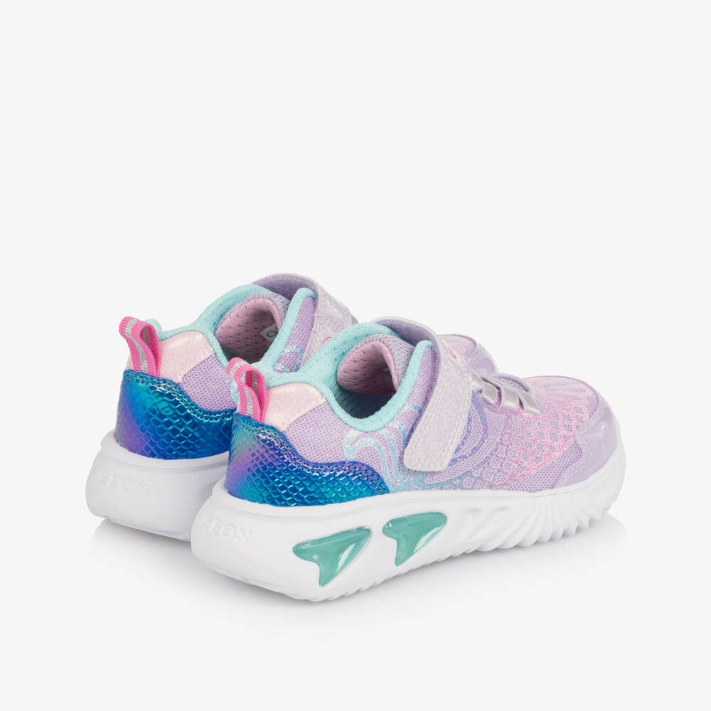 Geox-Girls Pale Lilac Mermaid Light Up Trainers | Childrensalon