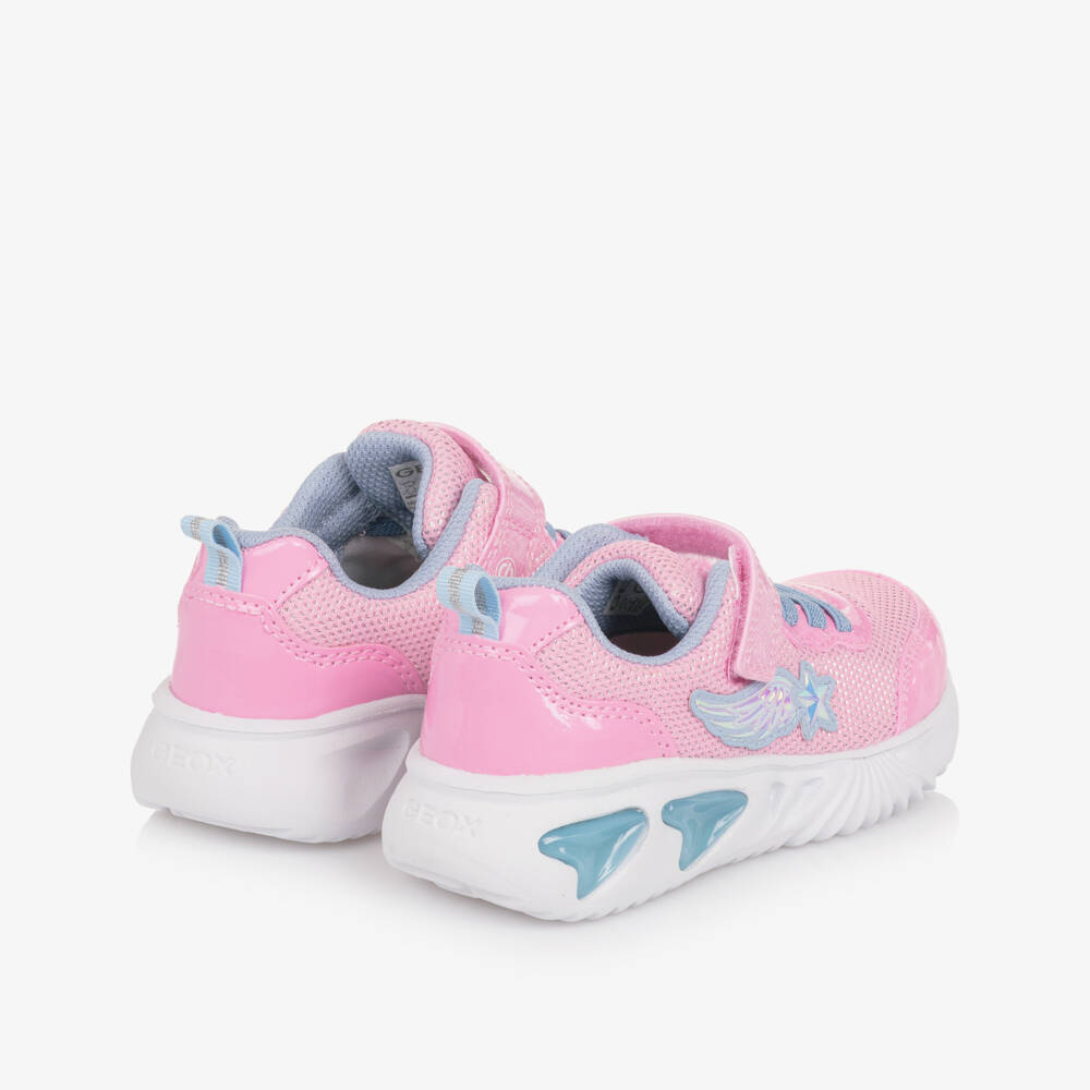 Geox-Girls Pale Pink & Blue Wing Light Up Trainers | Childrensalon