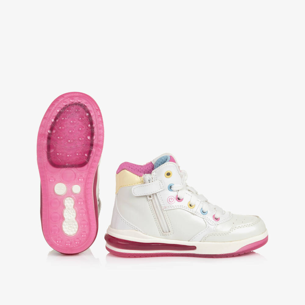 Geox-Girls Pearlescent High-Top Unicorn Light-Up Trainers | Childrensalon