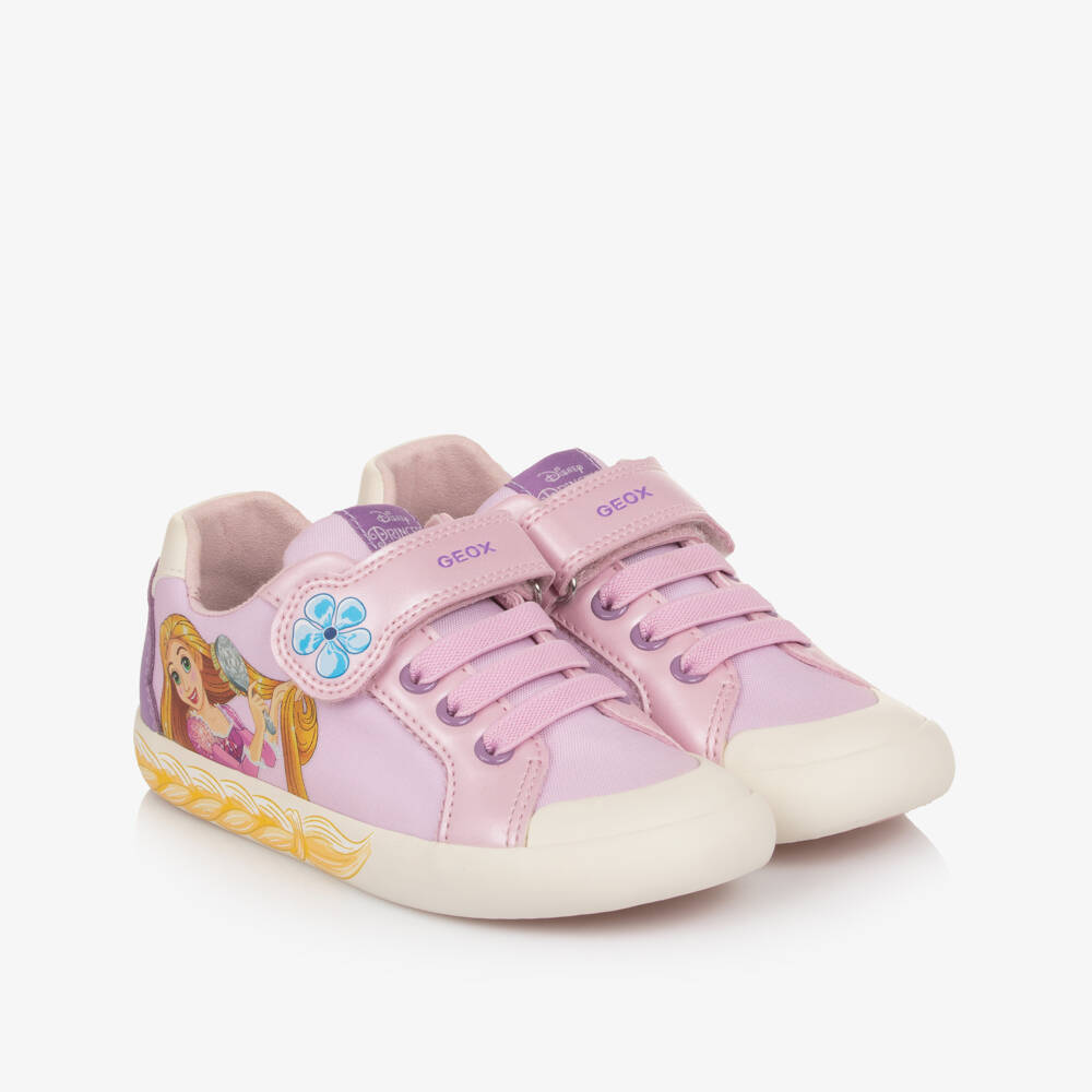 Geox-Girls Pink Canvas & Faux Leather Disney Princess Trainers | Childrensalon