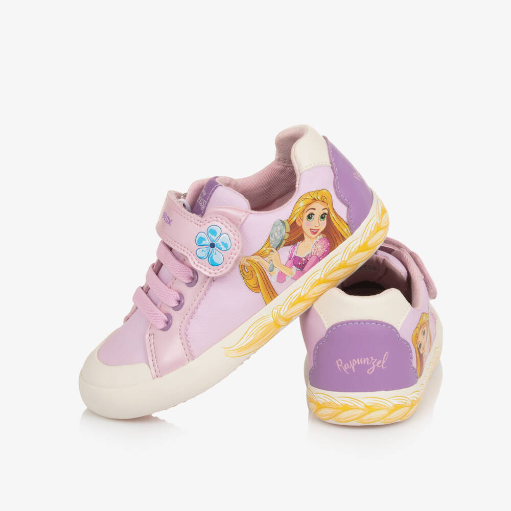 Geox-Girls Pink Canvas & Faux Leather Disney Princess Trainers | Childrensalon