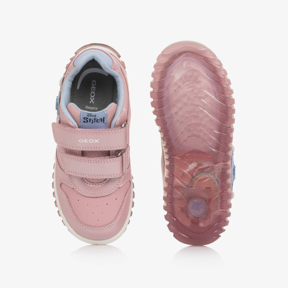 Geox-Girls Pink Disney Stitch Light-Up Trainers  | Childrensalon