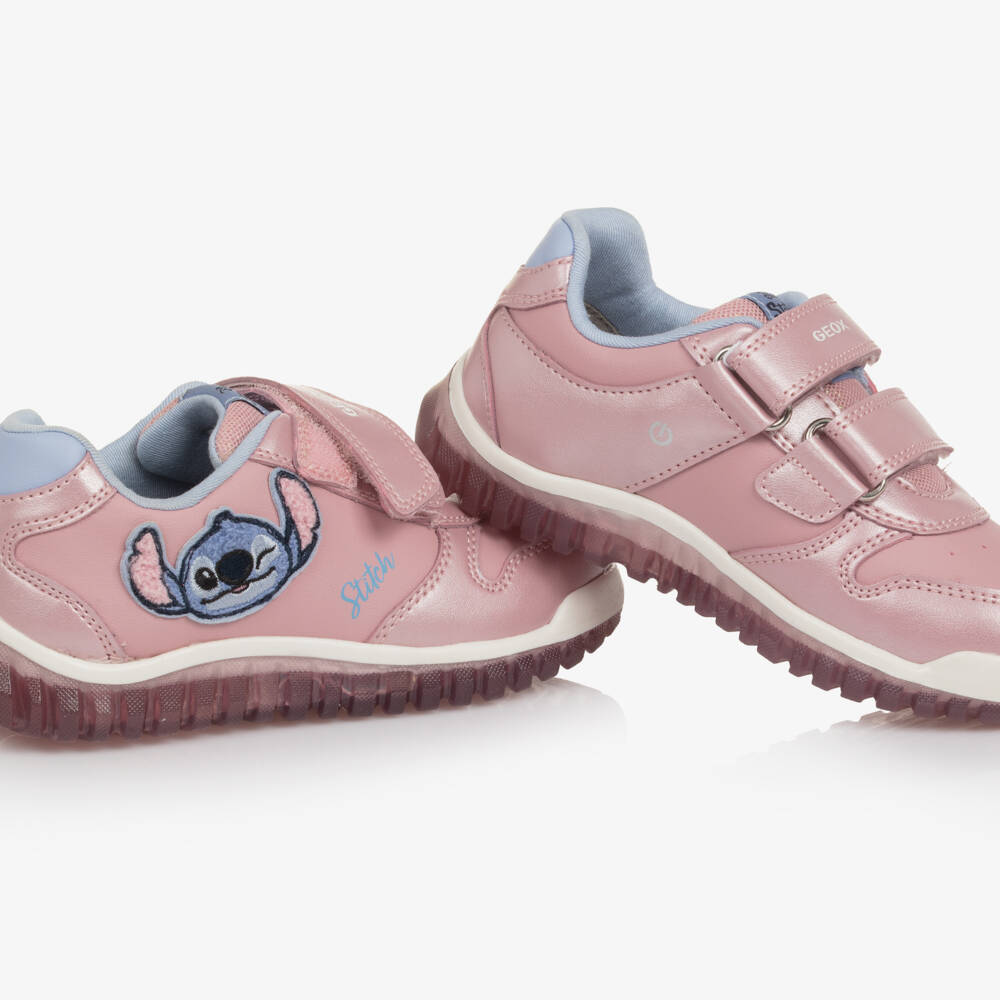 Geox-Girls Pink Disney Stitch Light-Up Trainers  | Childrensalon