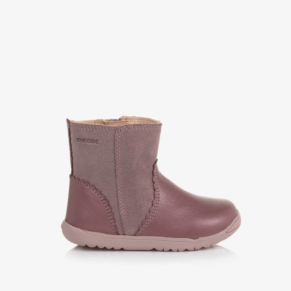 Geox-Girls Pink Glittery Leather Boots | Childrensalon