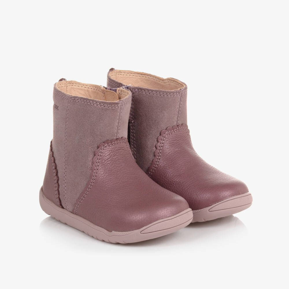 Geox-Girls Pink Glittery Leather Boots | Childrensalon