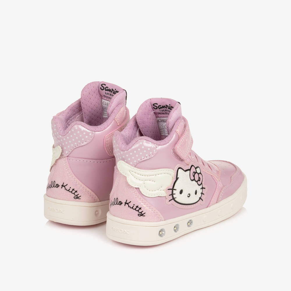 Geox-Girls Pink Hello Kitty High-Top Light-Up Trainers | Childrensalon