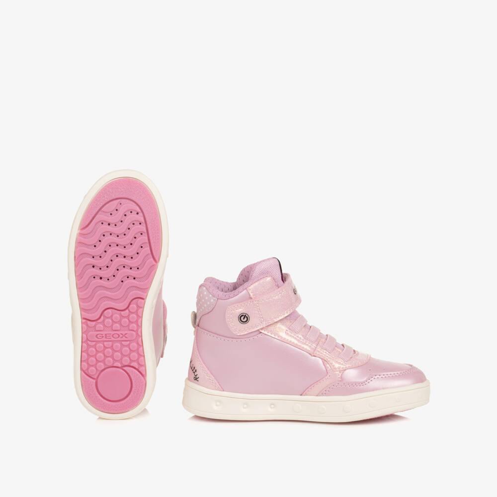 Geox-Girls Pink Hello Kitty High-Top Light-Up Trainers | Childrensalon