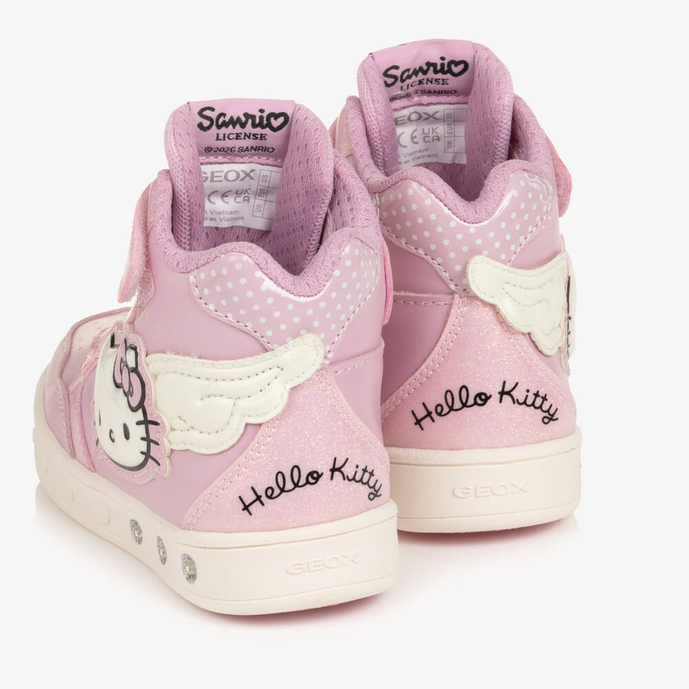 Geox-Girls Pink Hello Kitty High-Top Light-Up Trainers | Childrensalon