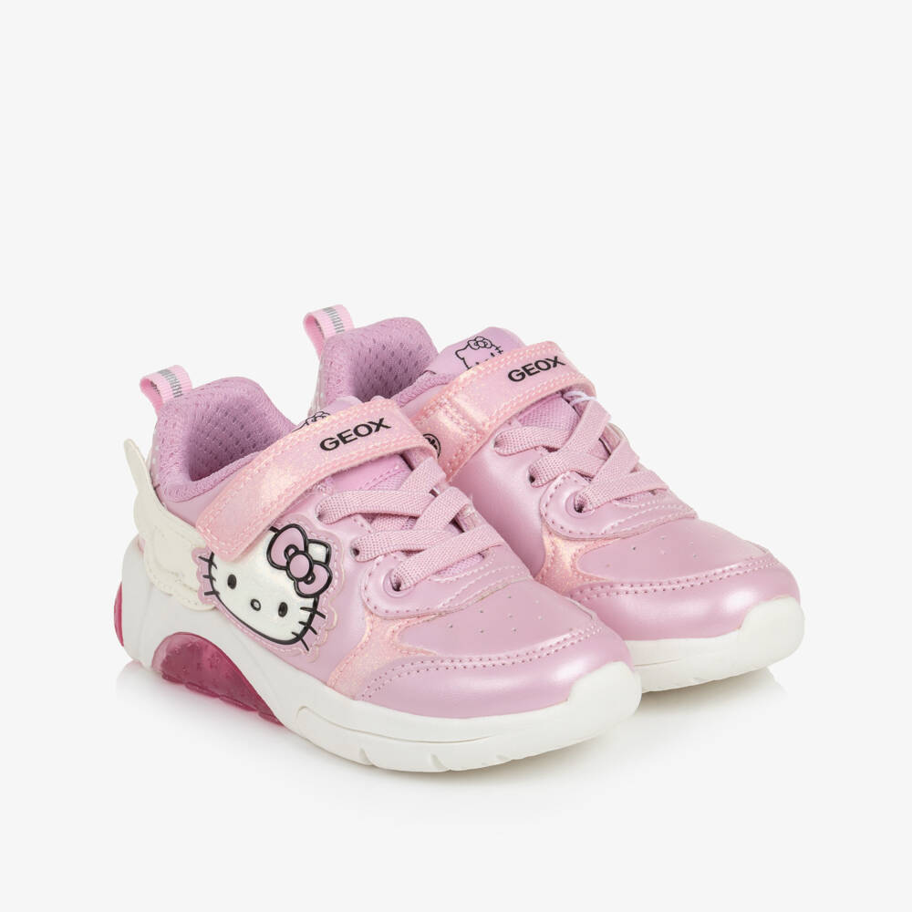 Geox-Girls Pink Hello Kitty Trainers with Light Up Soles | Childrensalon