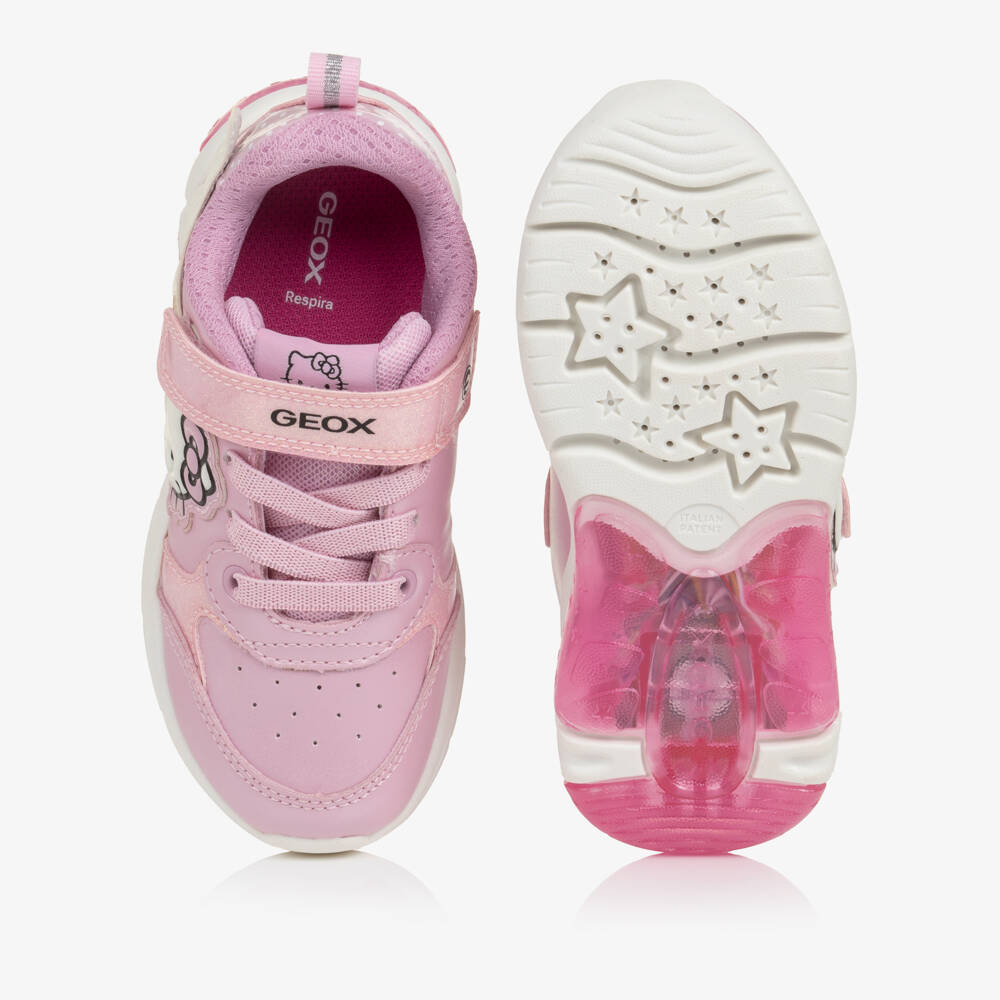 Geox-Girls Pink Hello Kitty Trainers with Light Up Soles | Childrensalon
