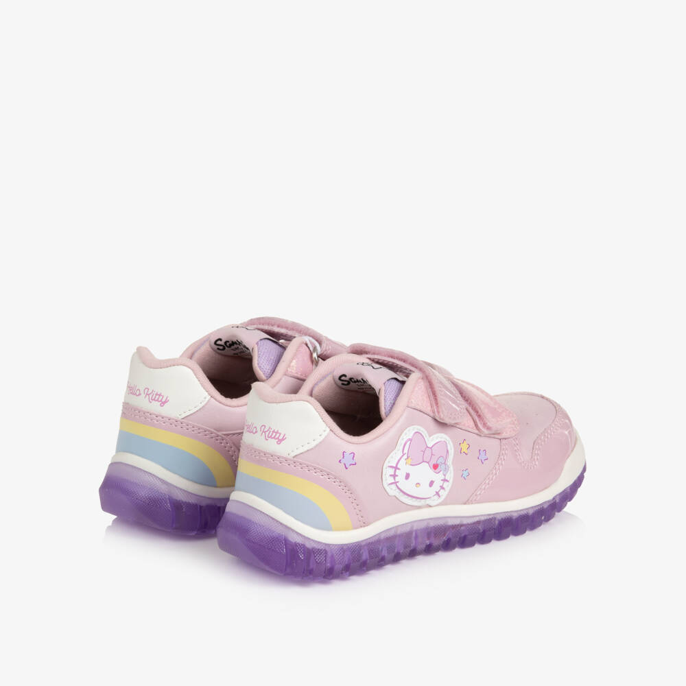 Geox-Girls Pink Hello Kitty Velcro Trainers with Light-Up Soles | Childrensalon