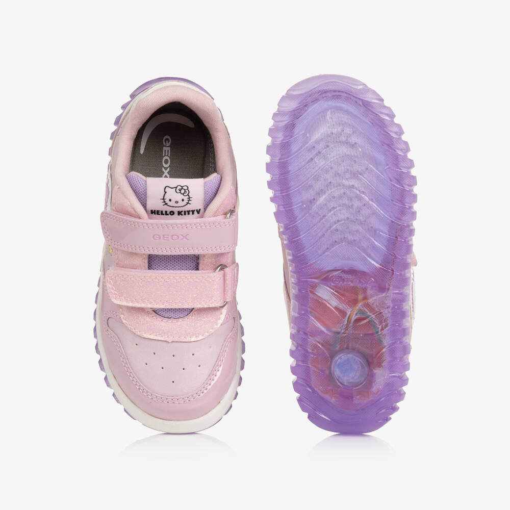 Geox-Girls Pink Hello Kitty Velcro Trainers with Light-Up Soles | Childrensalon