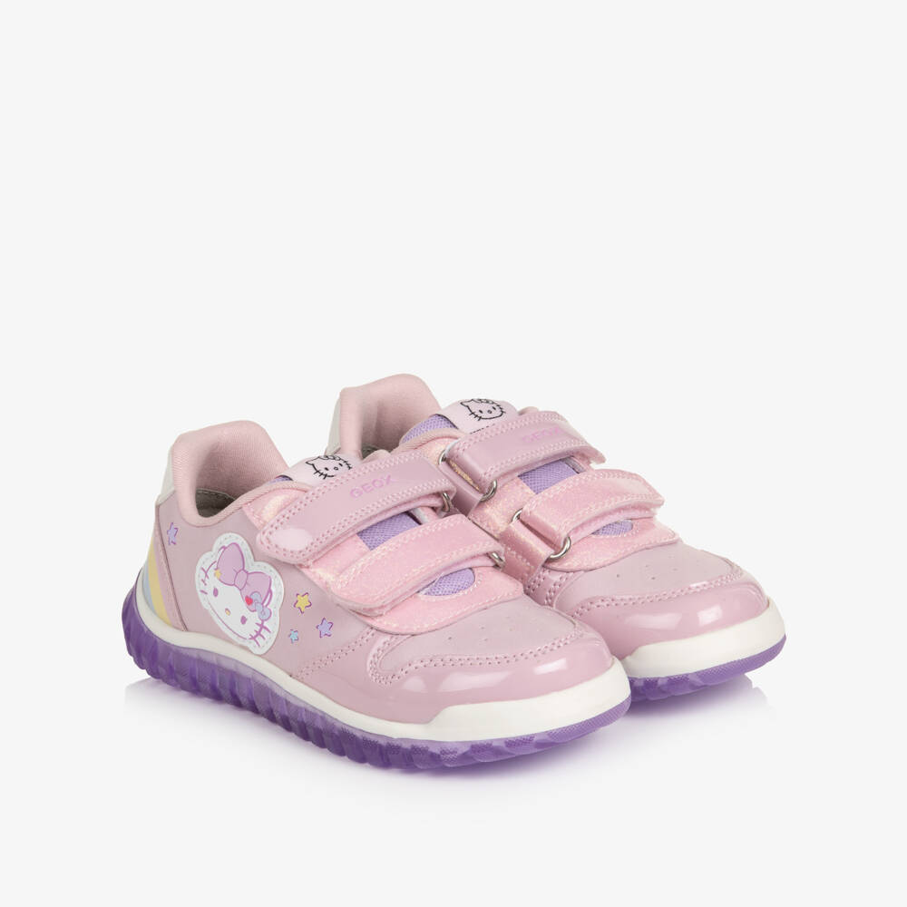 Geox-Girls Pink Hello Kitty Velcro Trainers with Light-Up Soles | Childrensalon