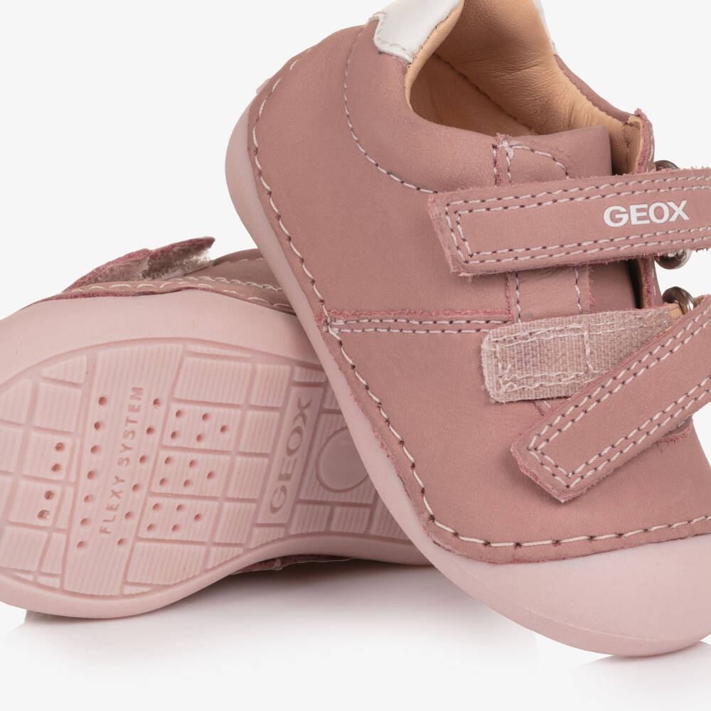 Geox-حذاء لمرحلة بدء المشي جلد لون زهري للبنات | Childrensalon
