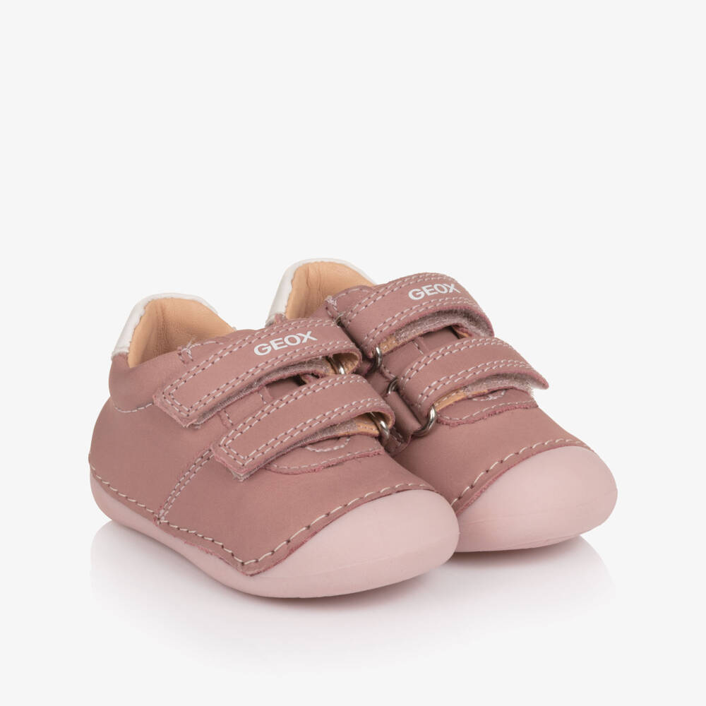 Geox-حذاء لمرحلة بدء المشي جلد لون زهري للبنات | Childrensalon