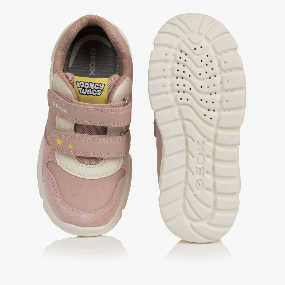 Geox-Girls Pink Looney Tunes Velcro Trainers | Childrensalon