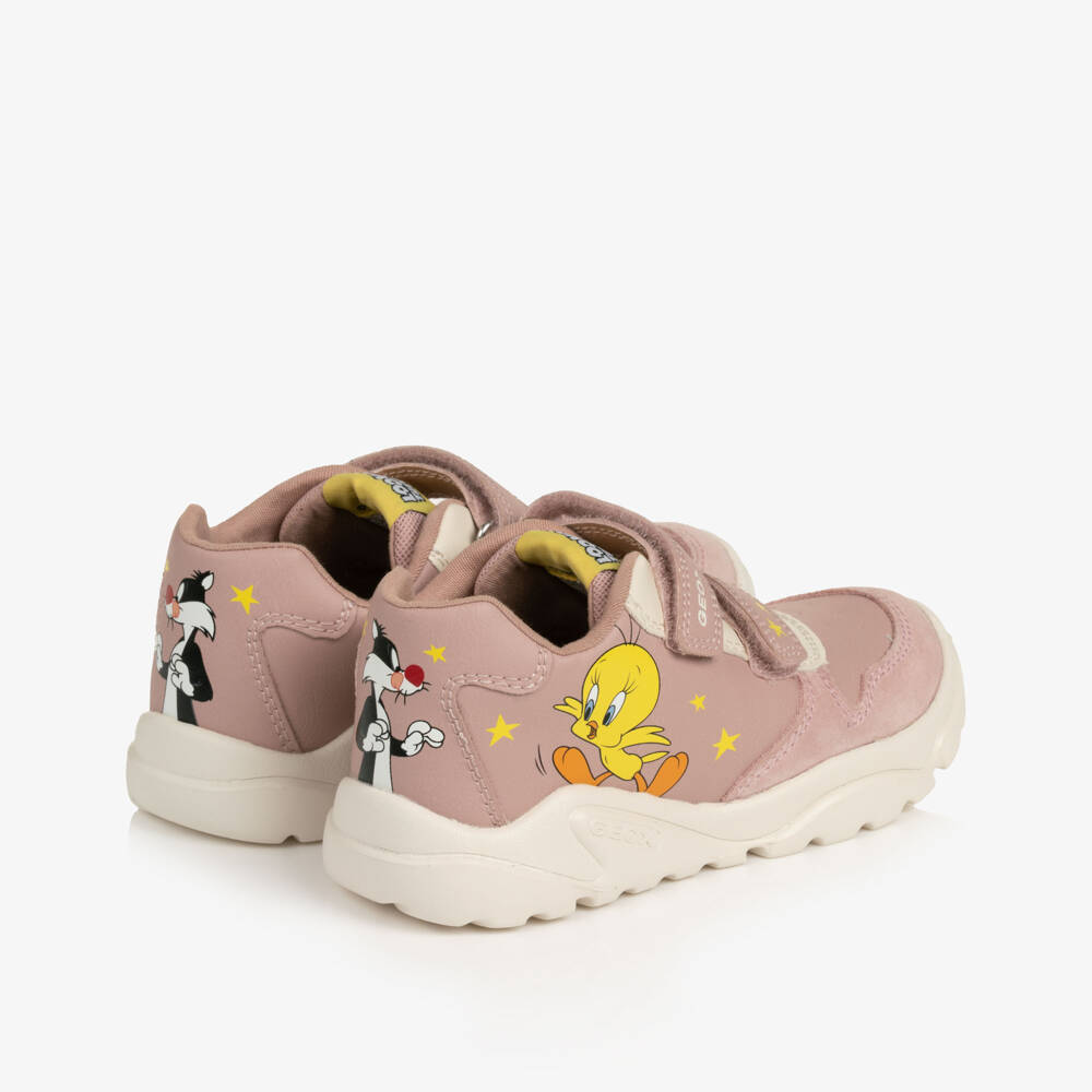 Geox-Girls Pink Looney Tunes Velcro Trainers | Childrensalon