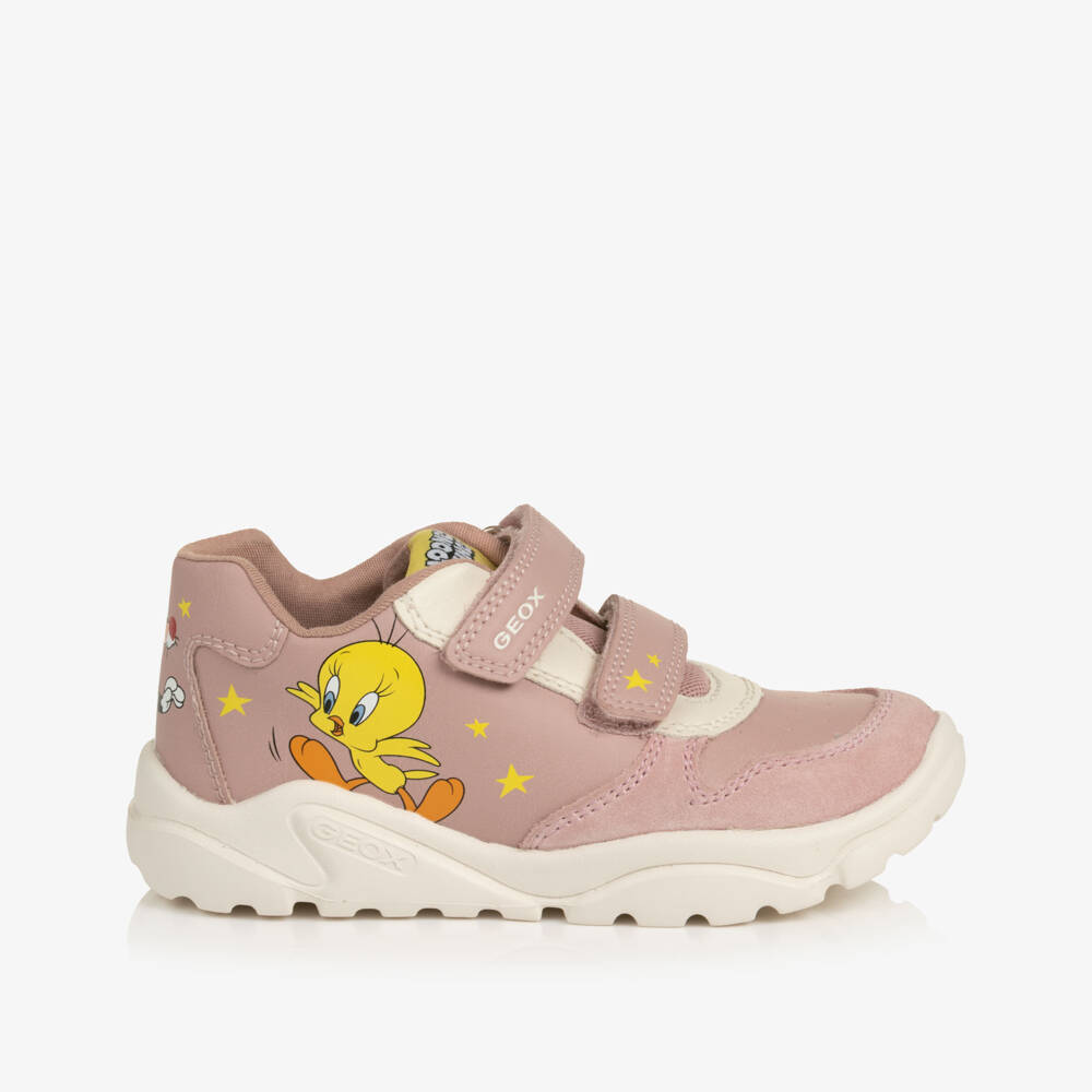 Geox-Girls Pink Looney Tunes Velcro Trainers | Childrensalon