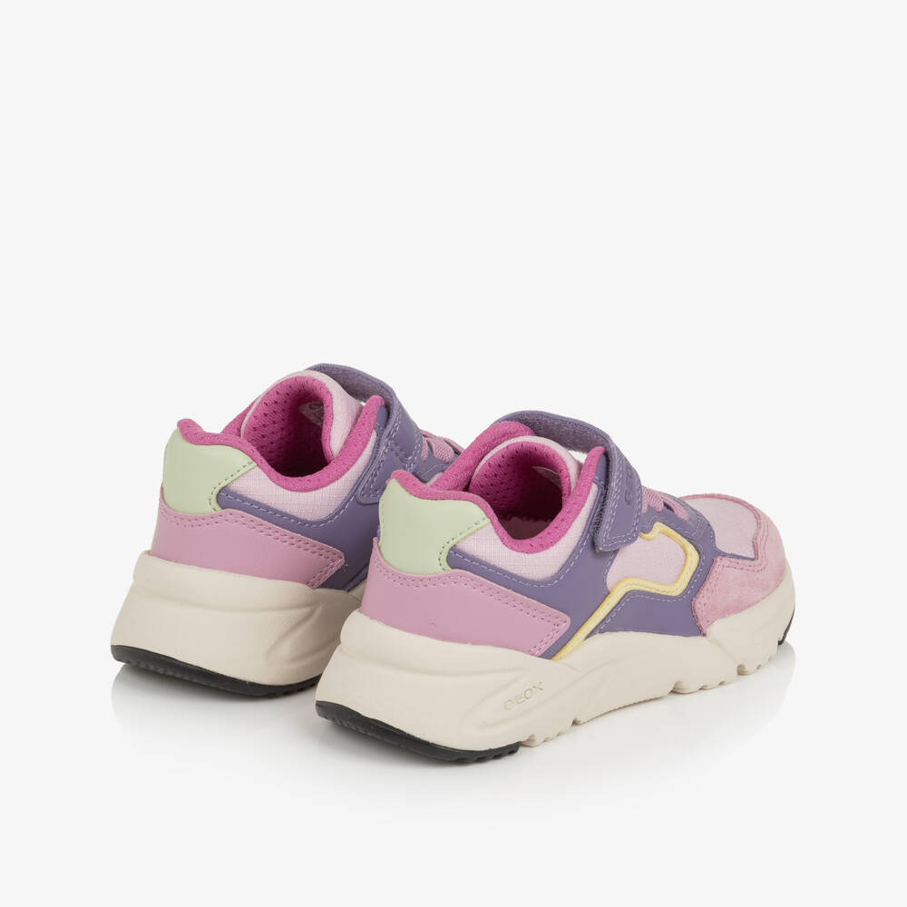 Geox-Girls Pink & Purple Velcro Trainers | Childrensalon
