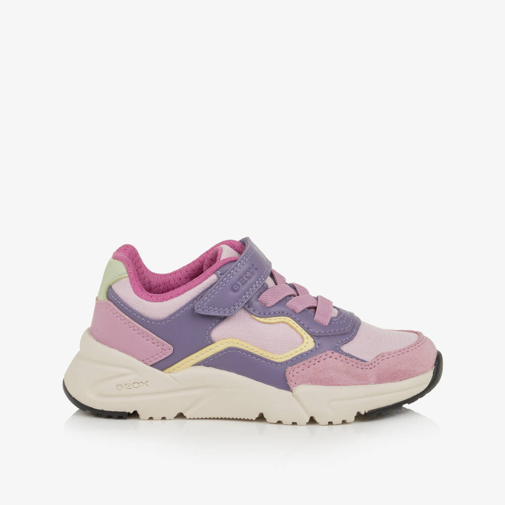 Geox-Girls Pink & Purple Velcro Trainers | Childrensalon