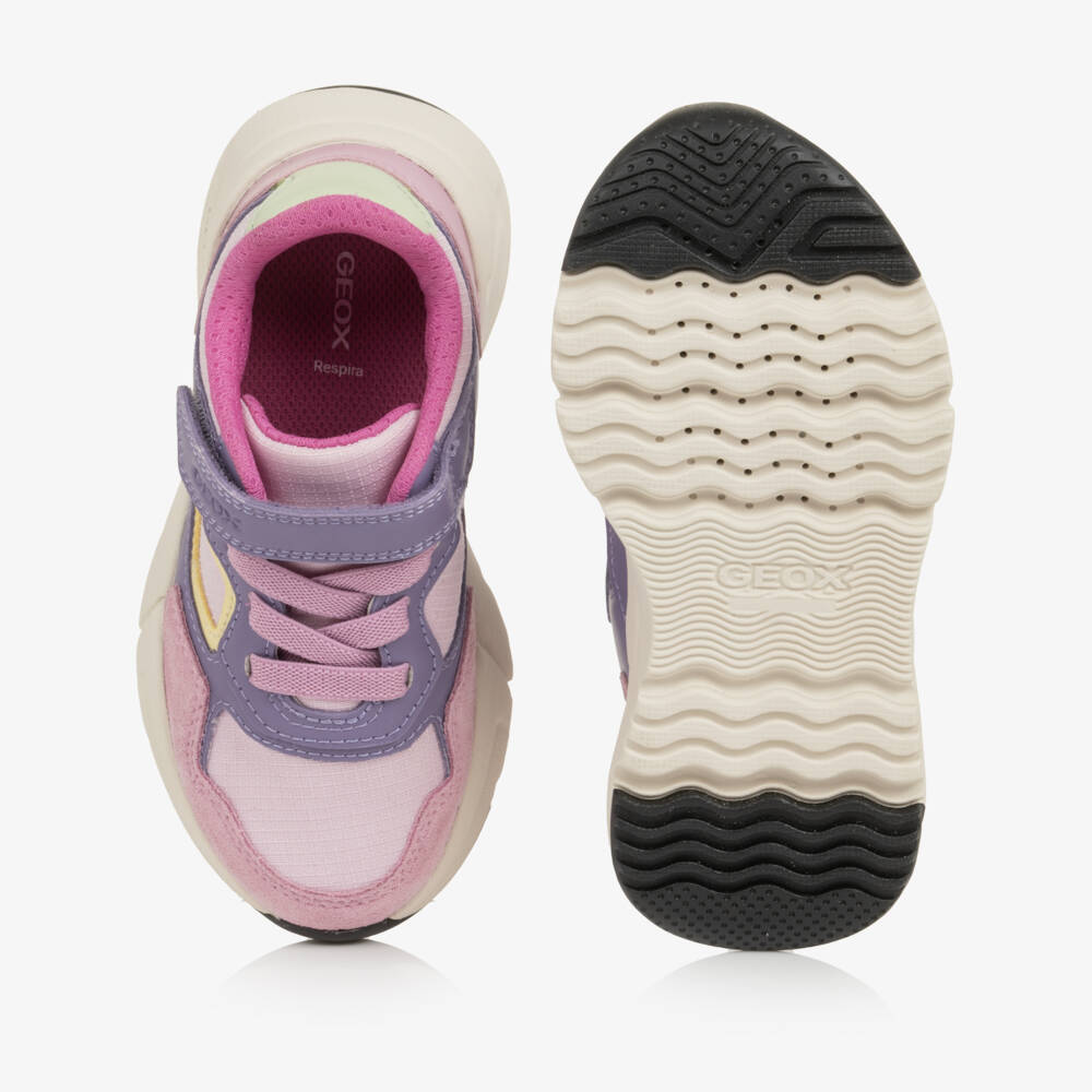 Geox-Girls Pink & Purple Velcro Trainers | Childrensalon