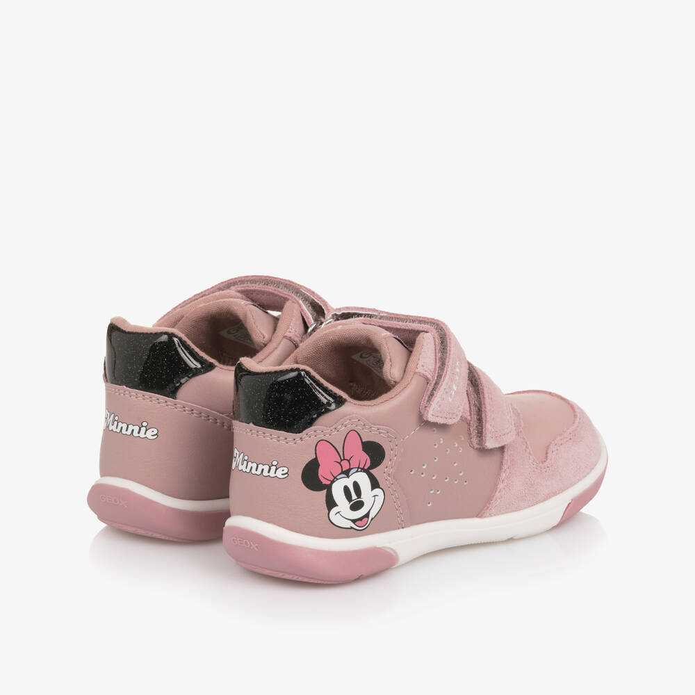 Geox-Girls Pink Suede Leather Minnie Mouse Trainers | Childrensalon