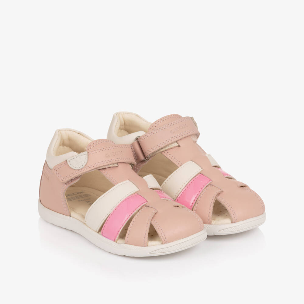 Geox-Girls Rose Pink Closed Heel Leather Sandals | Childrensalon