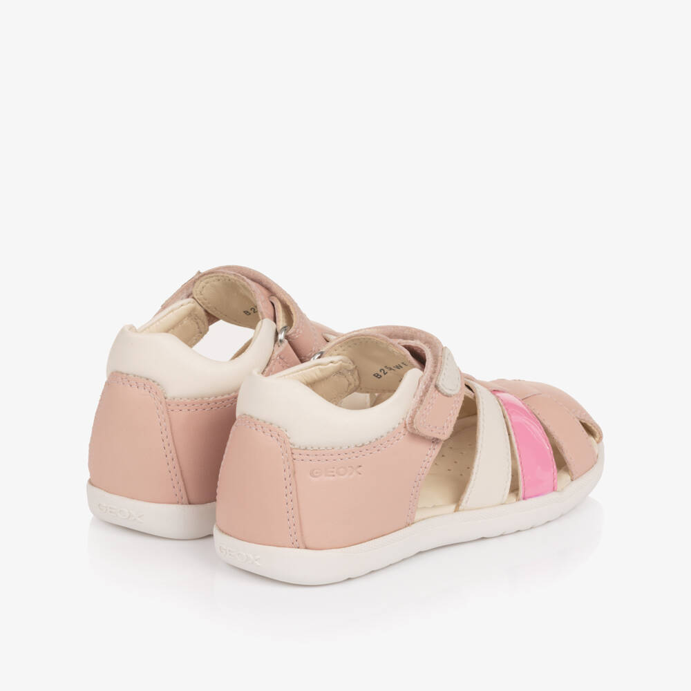 Geox-Girls Rose Pink Closed Heel Leather Sandals | Childrensalon