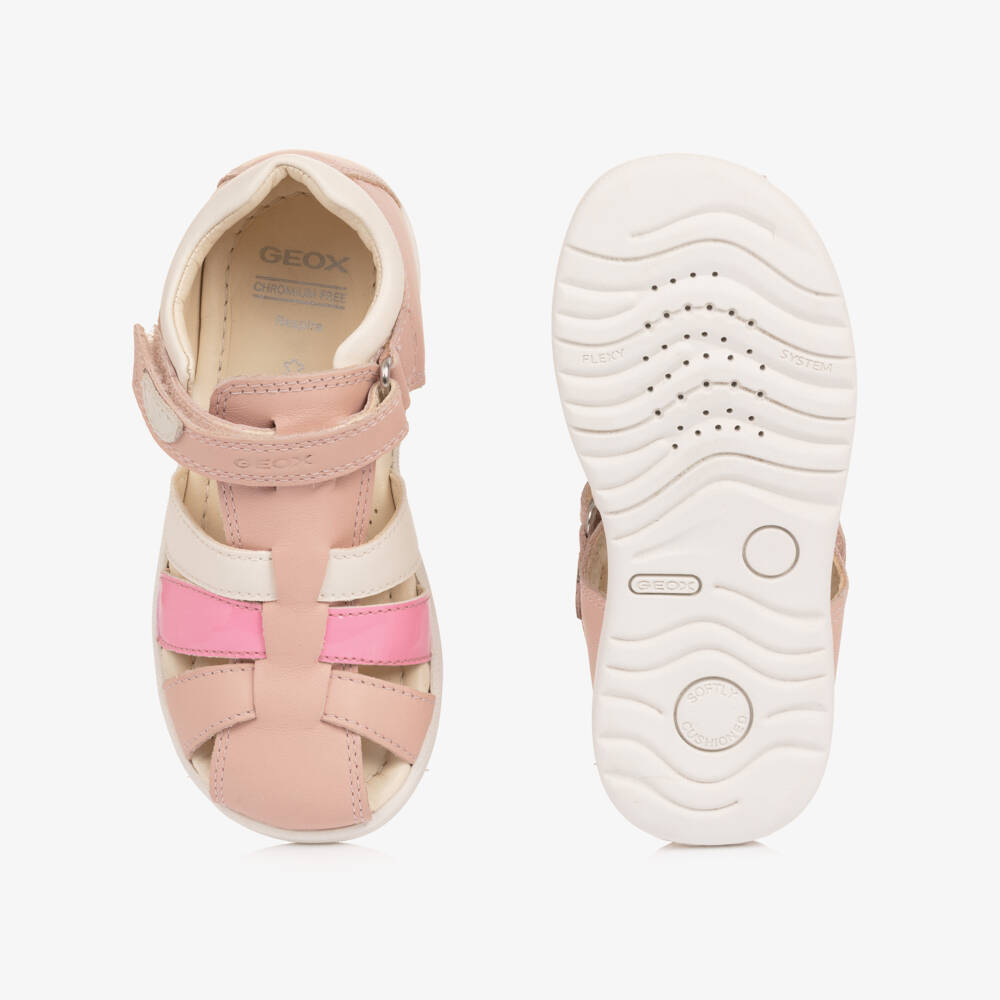 Geox-Girls Rose Pink Closed Heel Leather Sandals | Childrensalon